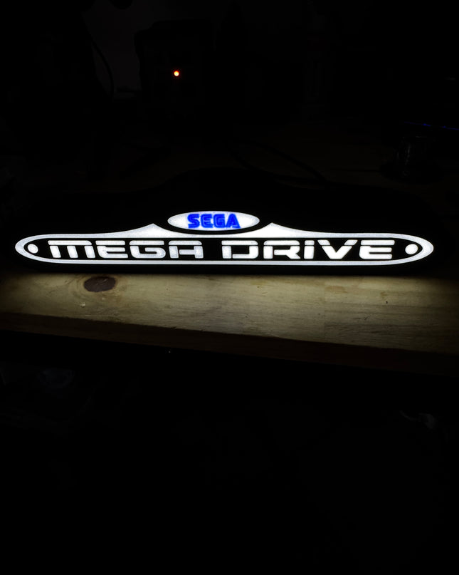 Lampe Mega Drive - Lightbox 3D LED | Design Noir, Blanc & Bleu | USB