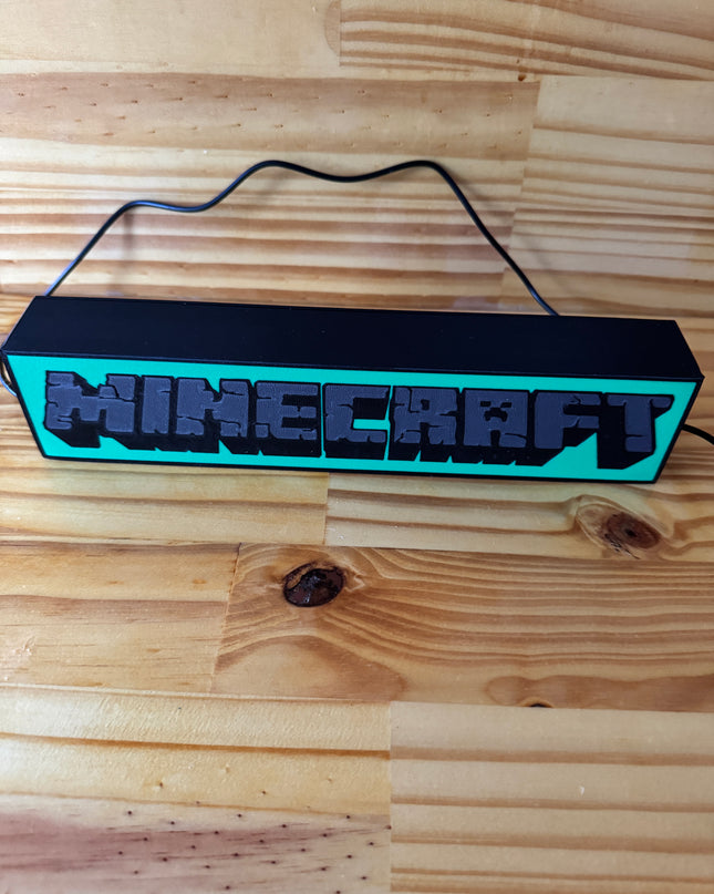 Lampe Minecraft - Lightbox 3D LED | Design Noir, Vert & Gris | USB