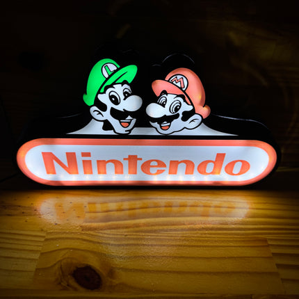 Lampe Mario & Luigi - Nintendo Lightbox 3D LED | Design Noir, Blanc, Rouge & Vert | USB