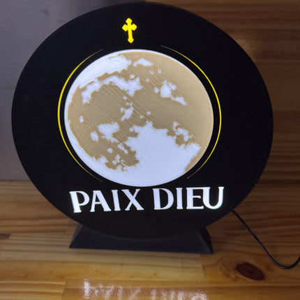 Lampe Paix Dieu - Lightbox 3D LED | Design Noir, Blanc, Jaune & Gris | USB