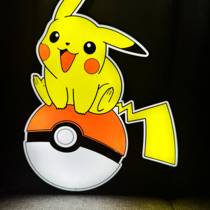Lampe Pikachu Pokéball - Lightbox 3D LED | Design Noir, Rouge, Blanc & Jaune | USB