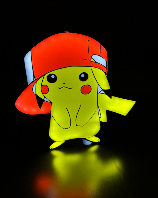 Lampe Pokémon Casquette - Lightbox 3D LED | Design Noir, Rouge, Blanc & Jaune | USB