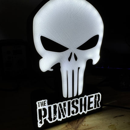Lampe The Punisher - Lightbox 3D LED | Design Noir & Blanc | USB