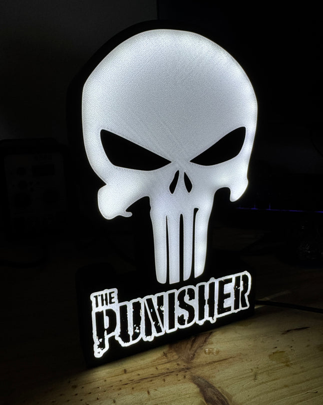 Lampe The Punisher - Lightbox 3D LED | Design Noir & Blanc | USB