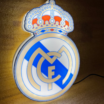 Lampe Real Madrid - Lightbox 3D LED | Design Blanc, Doré, Rouge & Bleu | USB