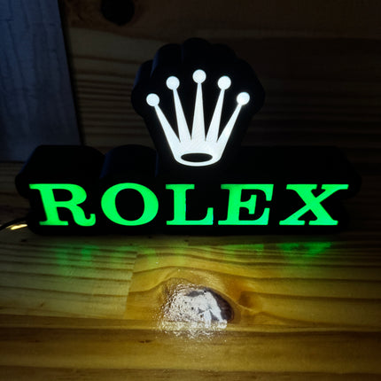 Lampe Rolex - Lightbox 3D LED | Design Noir, Vert & Doré | USB
