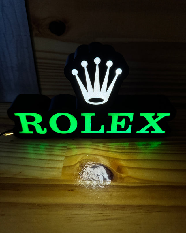 Lampe Rolex - Lightbox 3D LED | Design Noir, Vert & Doré | USB
