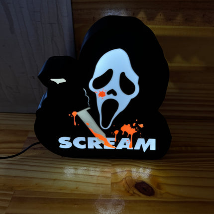 Lampe Scream - Lightbox 3D LED | Design Noir, Blanc, Rouge & Gris | USB