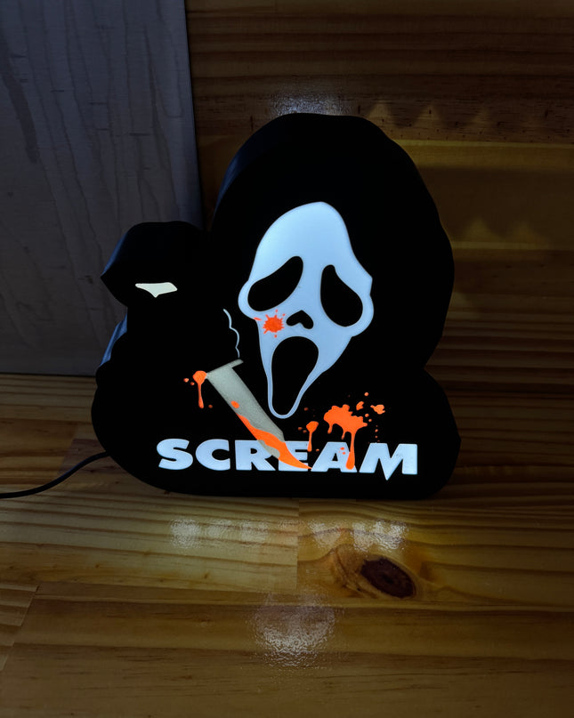 Lampe Scream - Lightbox 3D LED | Design Noir, Blanc, Rouge & Gris | USB