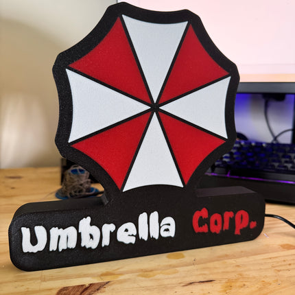 Lampe Resident Evil - Umbrella Corporation Lightbox 3D LED | Design Noir, Blanc & Rouge | USB