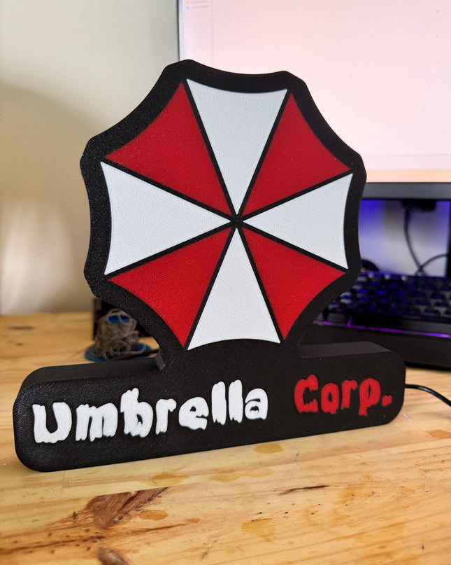 Lampe Resident Evil - Umbrella Corporation Lightbox 3D LED | Design Noir, Blanc & Rouge | USB