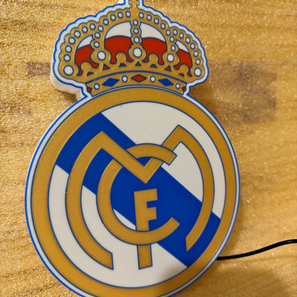 Lampe Real Madrid - Lightbox 3D LED | Design Blanc, Doré, Rouge & Bleu | USB
