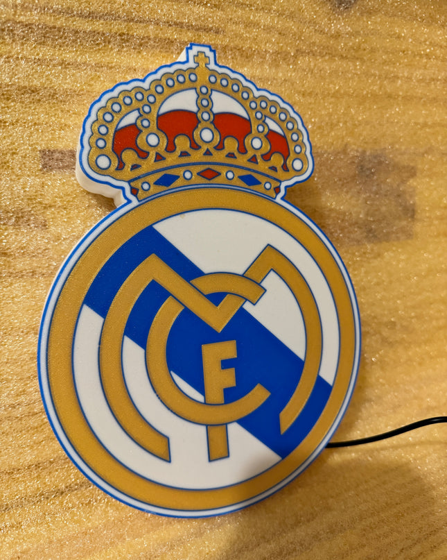 Lampe Real Madrid - Lightbox 3D LED | Design Blanc, Doré, Rouge & Bleu | USB