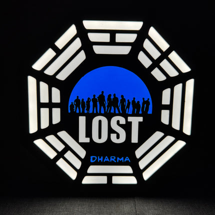 Lampe LOST Les Disparus - Lightbox 3D LED | Design Noir, Blanc & Bleu | USB