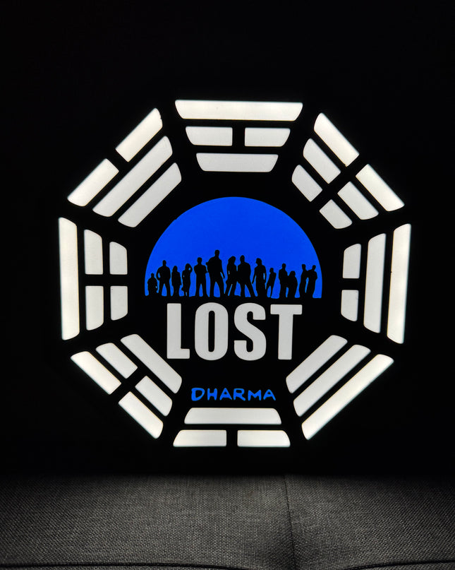 Lampe LOST Les Disparus - Lightbox 3D LED | Design Noir, Blanc & Bleu | USB