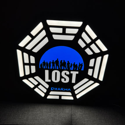 Lampe LOST Les Disparus - Lightbox 3D LED | Design Noir, Blanc & Bleu | USB