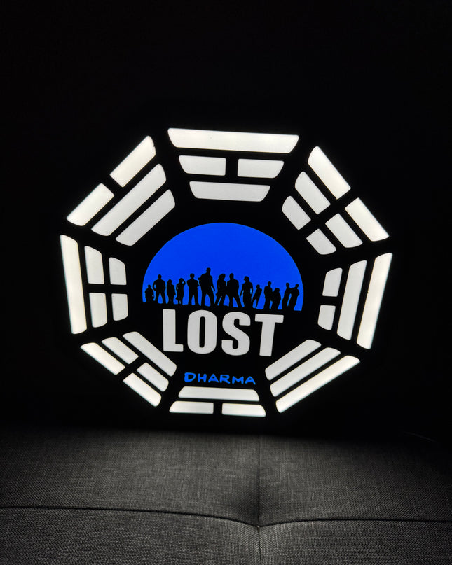 Lampe LOST Les Disparus - Lightbox 3D LED | Design Noir, Blanc & Bleu | USB