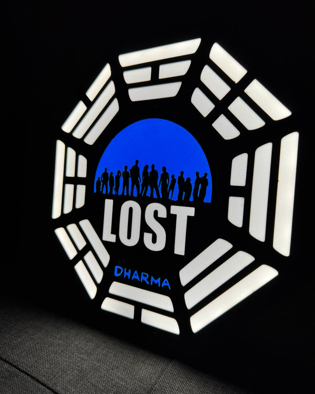 Lampe LOST Les Disparus - Lightbox 3D LED | Design Noir, Blanc & Bleu | USB