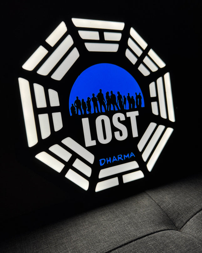 Lampe LOST Les Disparus - Lightbox 3D LED | Design Noir, Blanc & Bleu | USB