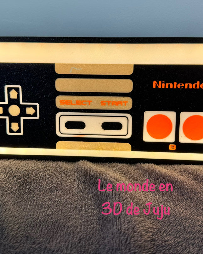 Lampe Manette NES - Lightbox 3D LED | Design Noir, Blanc, Rouge & Gris | USB