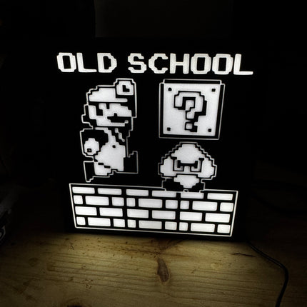 Lampe Mario Old School - Lightbox 3D LED | Design Noir & Blanc | USB