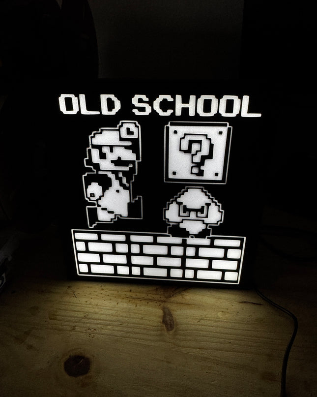Lampe Mario Old School - Lightbox 3D LED | Design Noir & Blanc | USB
