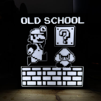Lampe Mario Old School - Lightbox 3D LED | Design Noir & Blanc | USB
