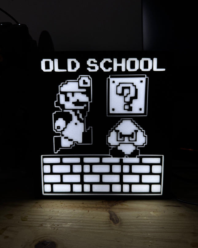 Lampe Mario Old School - Lightbox 3D LED | Design Noir & Blanc | USB