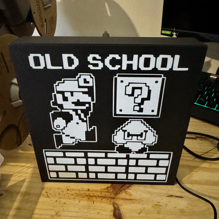 Lampe Mario Old School - Lightbox 3D LED | Design Noir & Blanc | USB