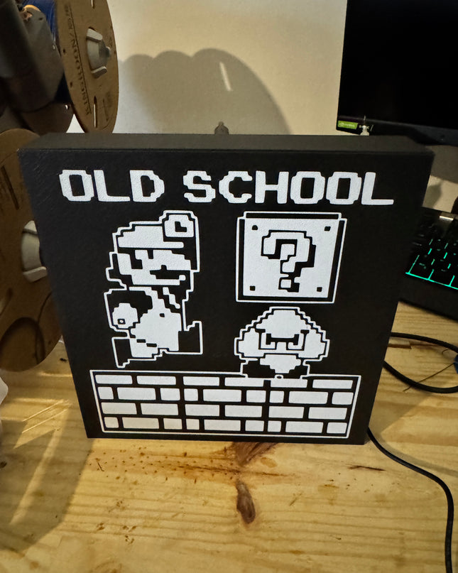 Lampe Mario Old School - Lightbox 3D LED | Design Noir & Blanc | USB