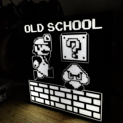 Lampe Mario Old School - Lightbox 3D LED | Design Noir & Blanc | USB