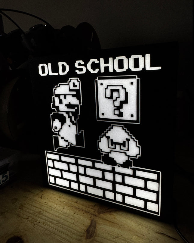 Lampe Mario Old School - Lightbox 3D LED | Design Noir & Blanc | USB