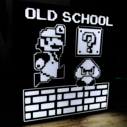 Lampe Mario Old School - Lightbox 3D LED | Design Noir & Blanc | USB