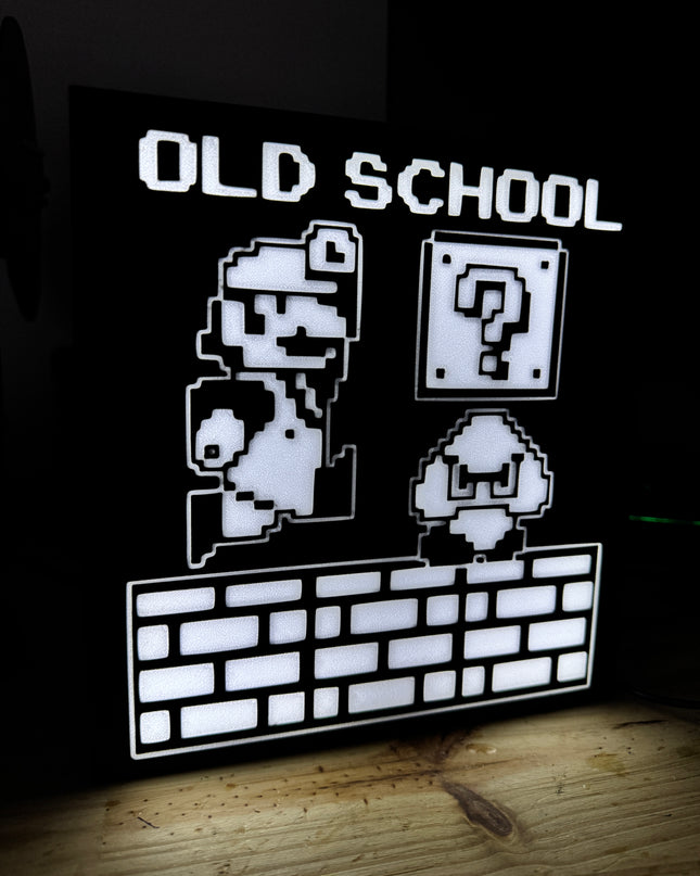 Lampe Mario Old School - Lightbox 3D LED | Design Noir & Blanc | USB