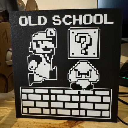 Lampe Mario Old School - Lightbox 3D LED | Design Noir & Blanc | USB