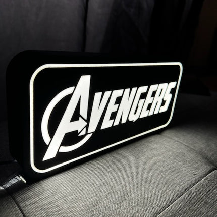 Lampe Avengers - Lightbox 3D LED | Design Noir & Blanc | USB