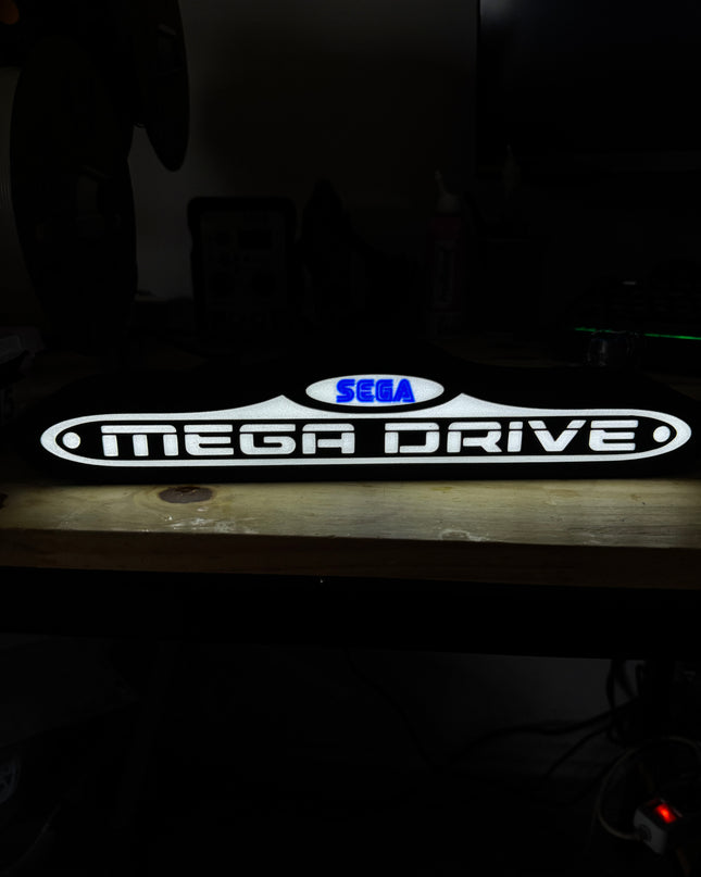 Lampe Mega Drive - Lightbox 3D LED | Design Noir, Blanc & Bleu | USB