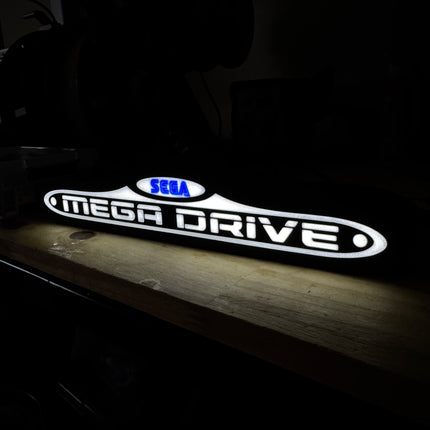 Lampe Mega Drive - Lightbox 3D LED | Design Noir, Blanc & Bleu | USB