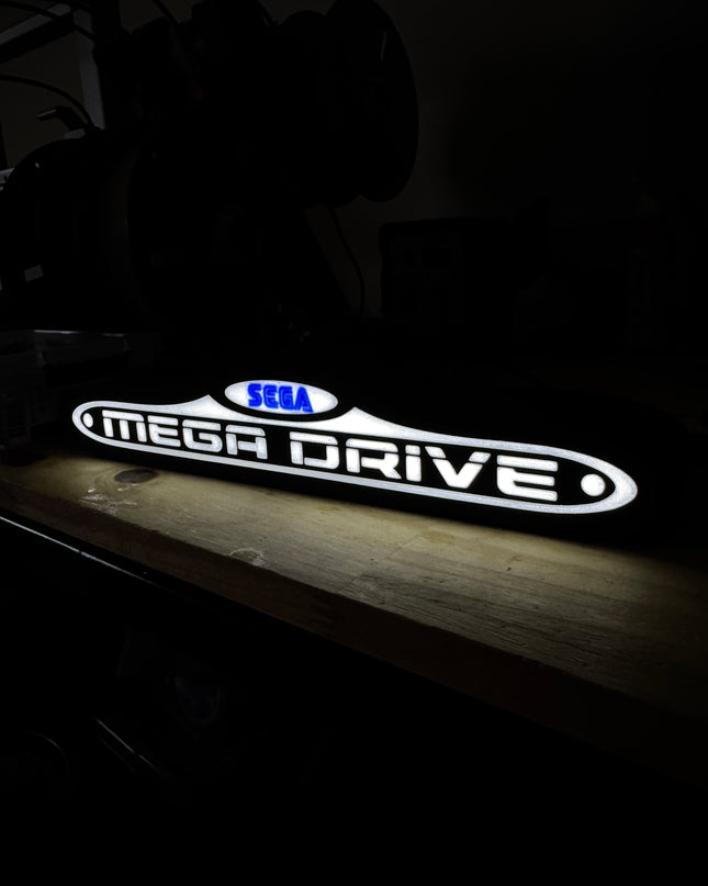 Lampe Mega Drive - Lightbox 3D LED | Design Noir, Blanc & Bleu | USB