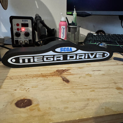 Lampe Mega Drive - Lightbox 3D LED | Design Noir, Blanc & Bleu | USB
