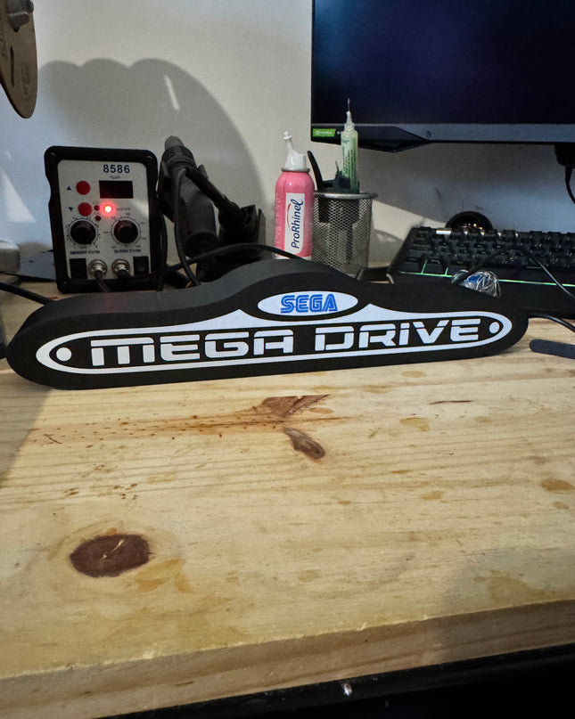 Lampe Mega Drive - Lightbox 3D LED | Design Noir, Blanc & Bleu | USB