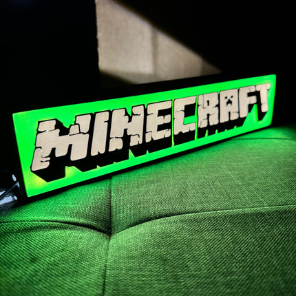 Lampe Minecraft - Lightbox 3D LED | Design Noir, Vert & Gris | USB