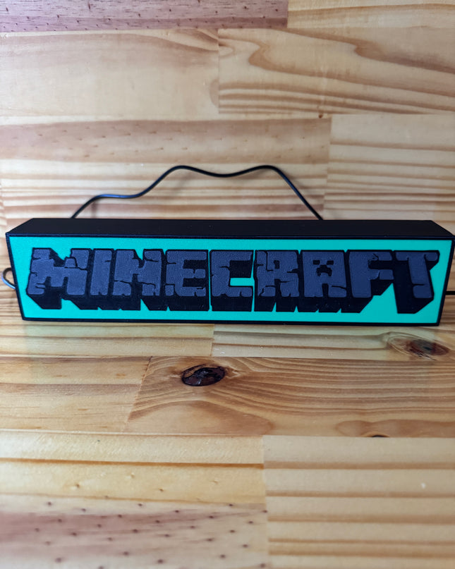 Lampe Minecraft - Lightbox 3D LED | Design Noir, Vert & Gris | USB