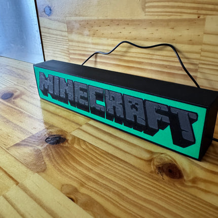 Lampe Minecraft - Lightbox 3D LED | Design Noir, Vert & Gris | USB