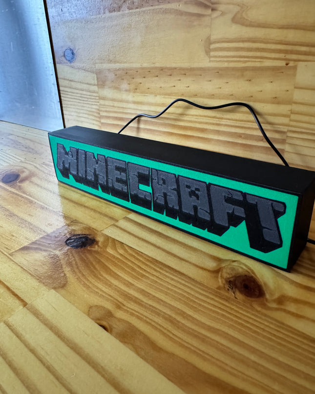 Lampe Minecraft - Lightbox 3D LED | Design Noir, Vert & Gris | USB