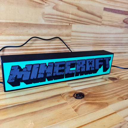 Lampe Minecraft - Lightbox 3D LED | Design Noir, Vert & Gris | USB