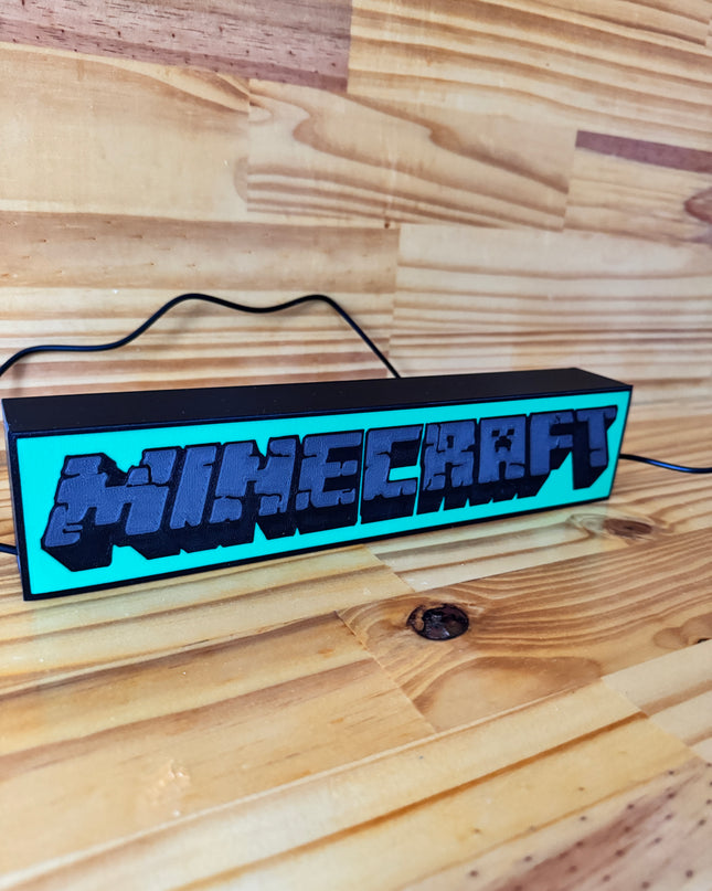Lampe Minecraft - Lightbox 3D LED | Design Noir, Vert & Gris | USB