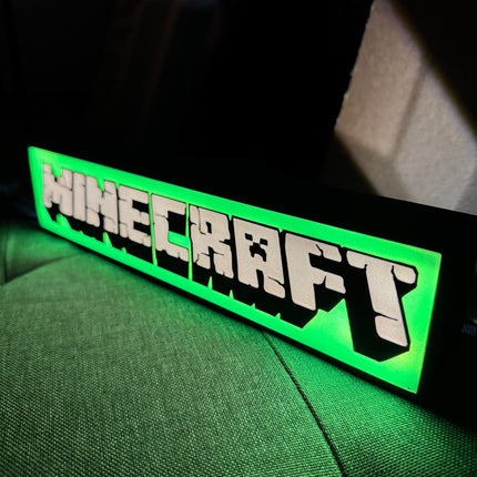 Lampe Minecraft - Lightbox 3D LED | Design Noir, Vert & Gris | USB