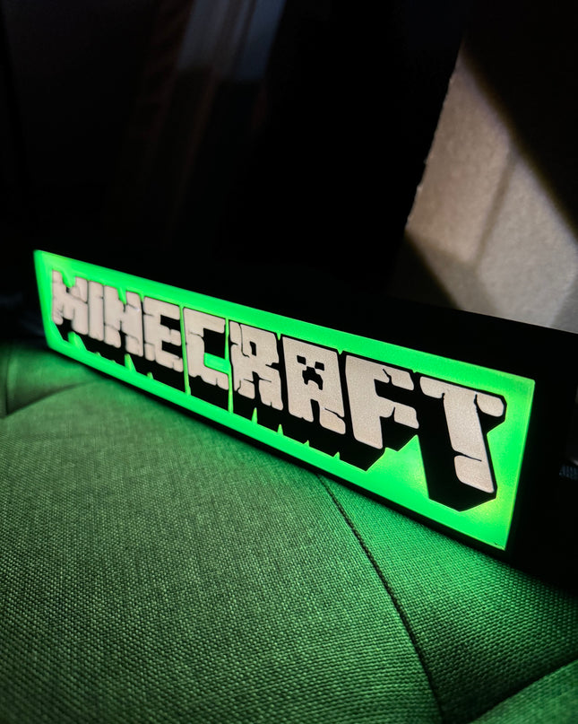 Lampe Minecraft - Lightbox 3D LED | Design Noir, Vert & Gris | USB