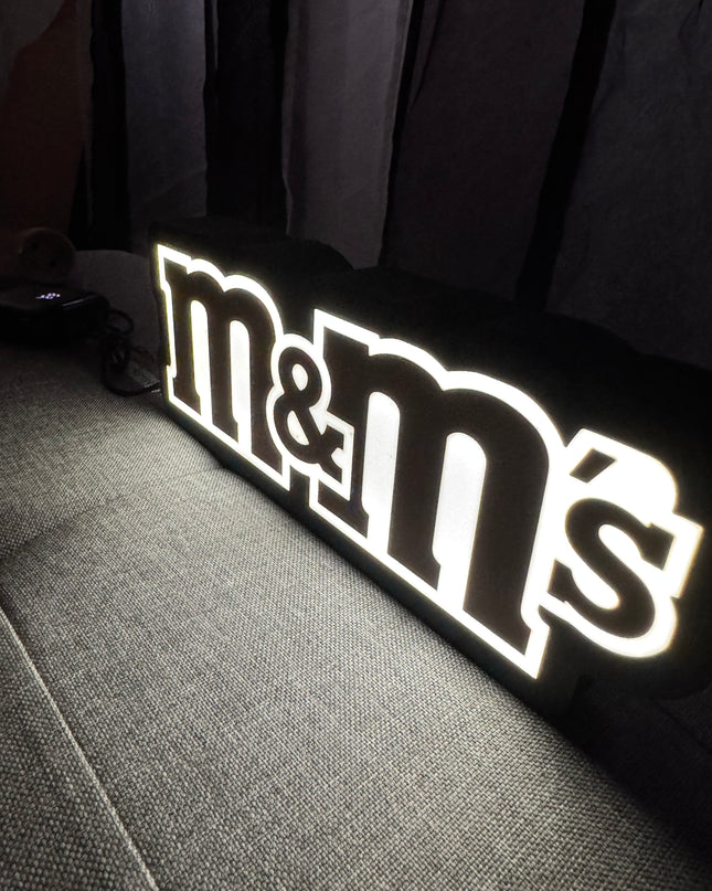 Lampe M&M’s - Lightbox 3D LED | Design Noir, Blanc & Marron | USB